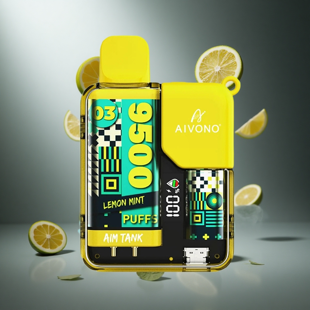 Cytrynowo-Miętowy Aivono AIM-TANK 9500 Zaciągnięć 18ml Pojemność Poland wholesale LCD Wyświetlacz