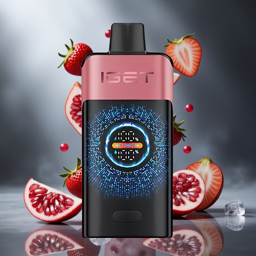 Truskawka Granat Lód IGET ONE 12000 Puffs Poland wholesale Tryb Regular 12000 Puffs Duży Wyświetlacz Kolorowy