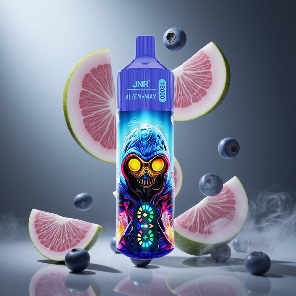 Borówka-Guma Balonowa JNR Alien Max 18000 Puffs Poland wholesale Wyświetlacz LED i Podwójna Siatka