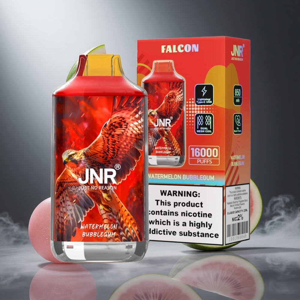 Arbuzowa Guma Balonowa JNR Falcon 16000 Puffs Poland wholesale Dual Mesh Coil 22ml