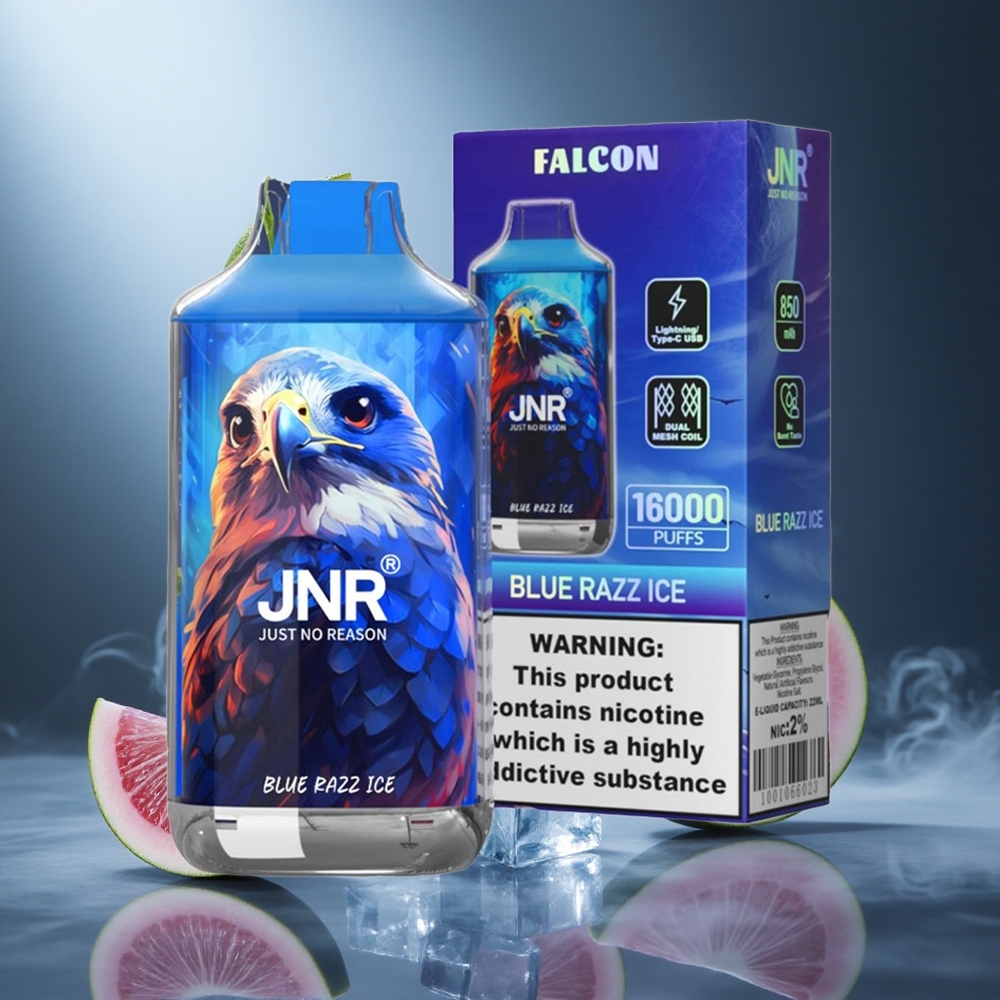 Blue Razz Ice JNR Falcon 16000 Puffs Poland wholesale Podwójna Siatkowa Cewka Typ C & Lightning