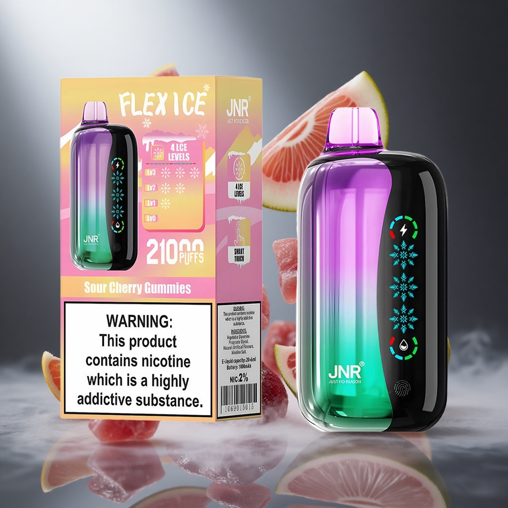 Kwaśne Wiśniowe Żelki JNR Flex Ice 21000 Puffs Poland wholesale 26ml Płynu z Dostosowywanym Lodem