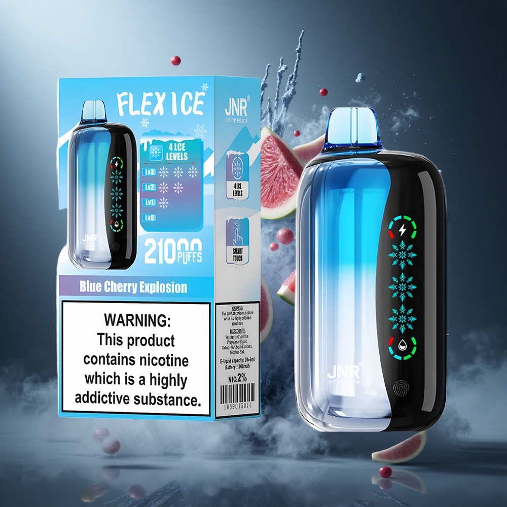 Wiśnia z Niebieskim Wybuchem JNR Flex Ice 21000 Puffs Poland wholesale Dotykowy Ekran i Dostosowywany Powietrzny Przepływ