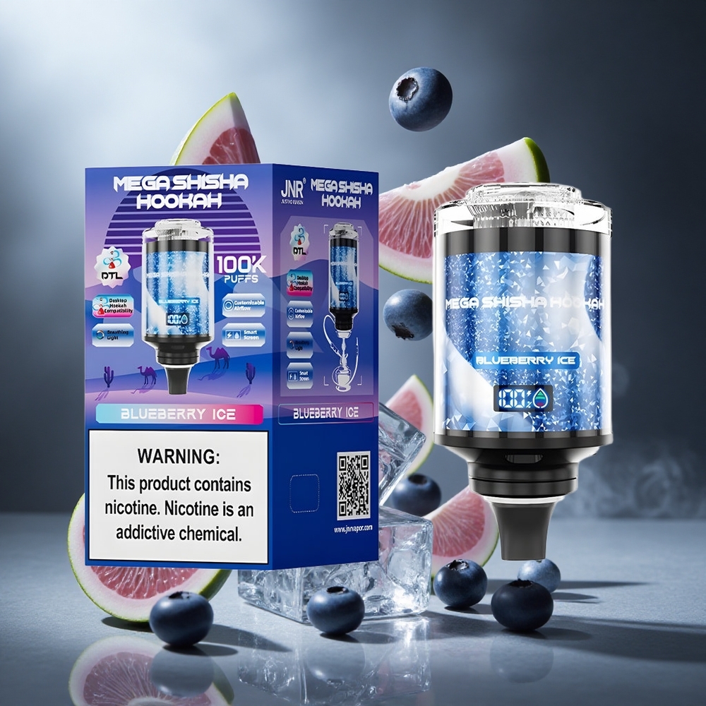 Borówkowy Lód JNR Mega Shisha Hookah 100K Poland wholesale Kompatybilność z Biurkiem 2200mAh Bateria