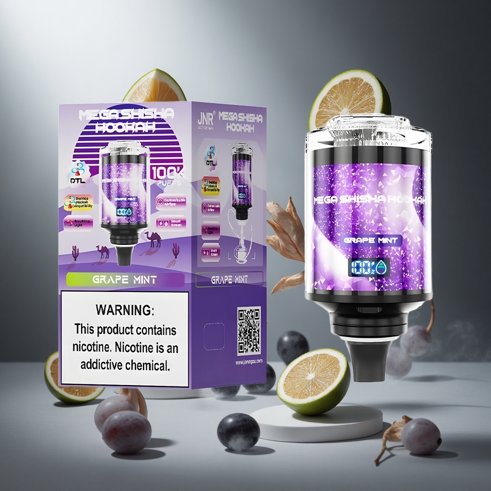 Winogrono-Mięta JNR Mega Shisha Hookah 100K 100000 zaciągnięć Poland wholesale Kompatybilność z komputerem stacjonarnym Ekran interaktywny