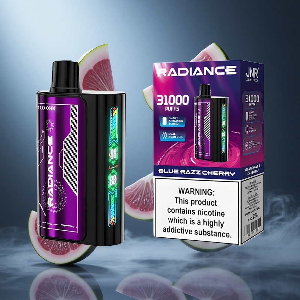 Jagoda Malina JNR Radiance 31000 Puffs Poland wholesale z Ekranem Animacji i Dual Mesh Coil