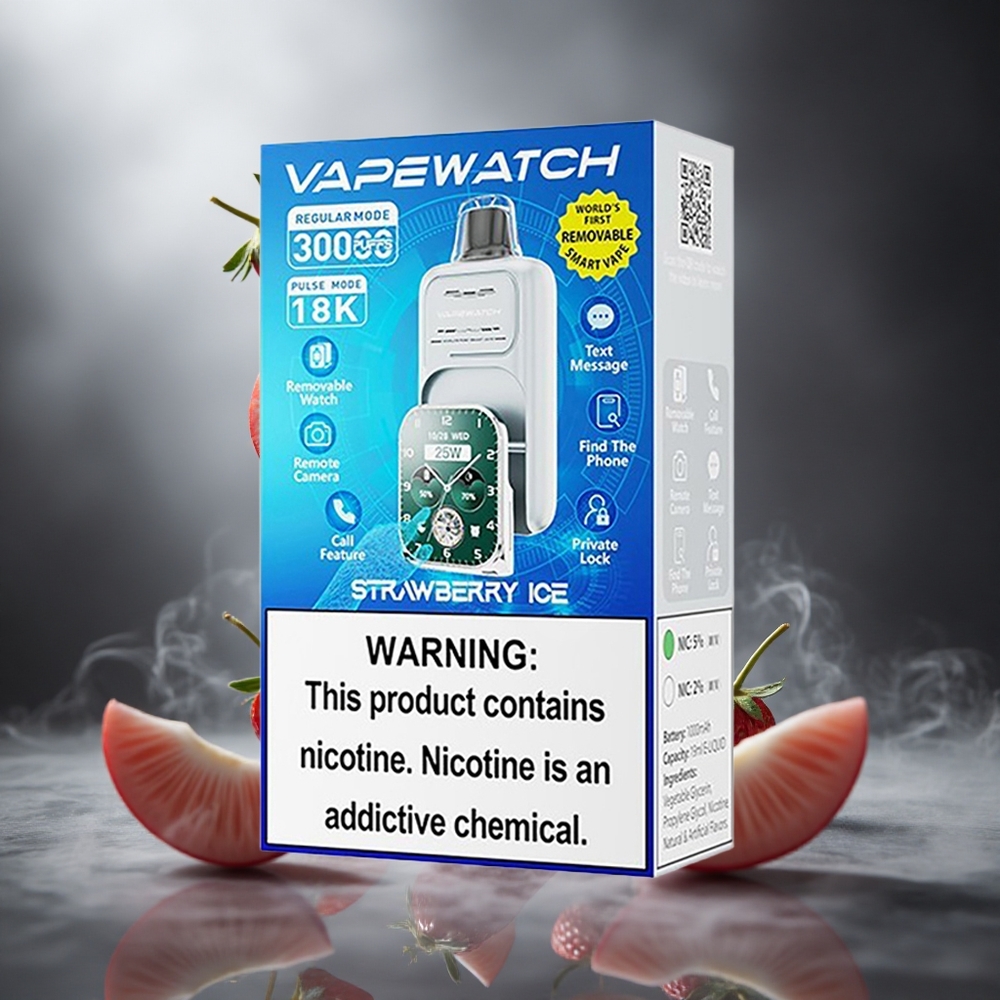 Truskawkowo-Miętowy JNR Vape Watch 30000 Puffs 19mL Pojemność Poland wholesale Dual Mesh Coil