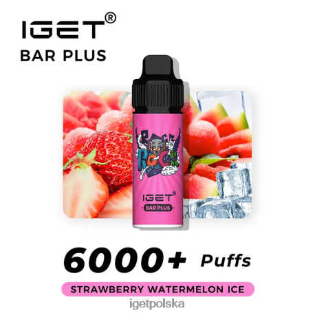 Iget Vape - Beznikotynowy baton iget plus zestaw do waporyzacji 6TP2RX369 lód arbuzowo-truskawkowy