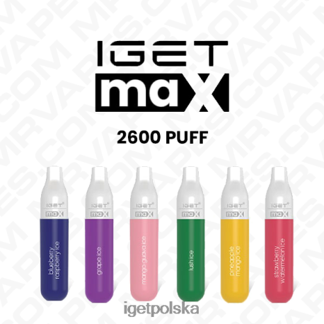 Iget Bar Store - hurtowa sprzedaż jednorazowych waporyzatorów iget max (2300 zaciągnięć) 6TP2RX622
