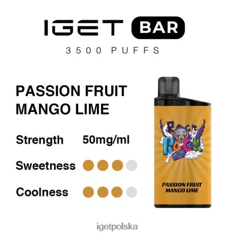 Iget Vape Flavours - iget bar 3500 zaciągnięć 6TP2RX281 marakuja, mango, limonka