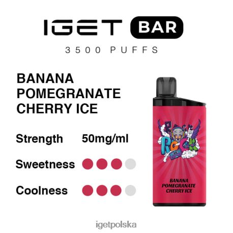 Iget Eshop - iget bar 3500 zaciągnięć 6TP2RX295 banan, granat, lód wiśniowy