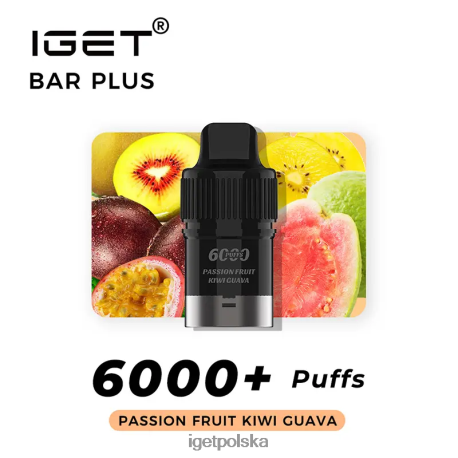 Iget Warszawa - iget bar plus kapsułka 6000 zaciągnięć 6TP2RX262 gujawa kiwi z marakui